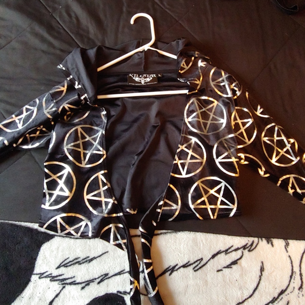 Killstar pentagram tie-front top